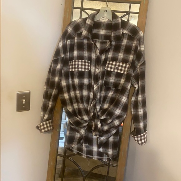 la miel Tops - Trendy plaid flannel shirt